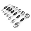 Yuming Multifunctional Kitchen 8pcs Measuring Spoon Scoop Stainless Steel Set with lever Double Side Stackable Scoop
